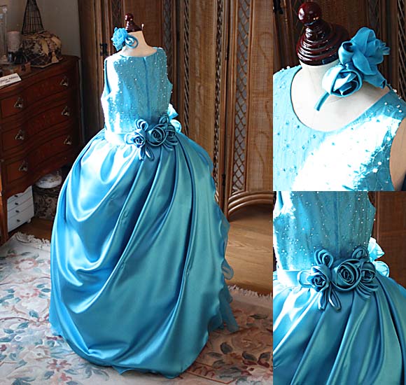 コンクールドレス バックスタイルデザイン ヘッドドレスのコサージュ