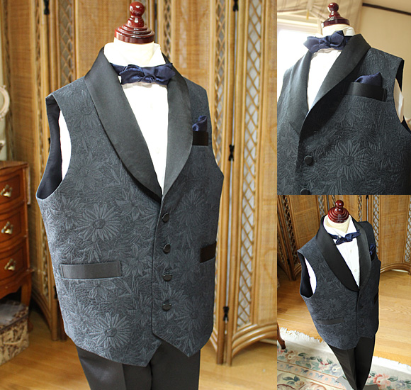 ジャケット ベスト ショールカラー ジャガード