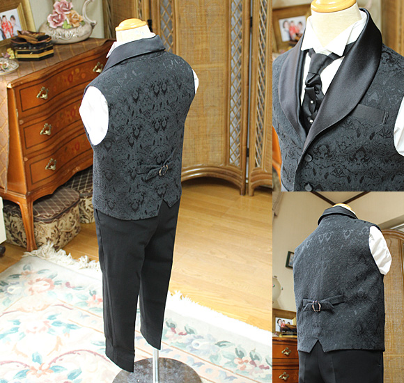 ブラック ジャガード ベスト 背後のデザイン