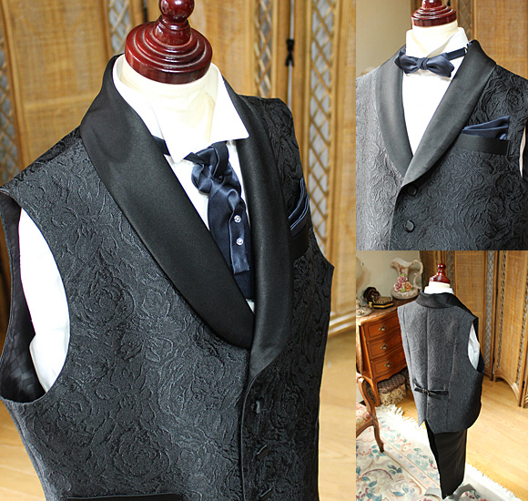 サテン ショールカラー ジャケットベスト デザインタイ