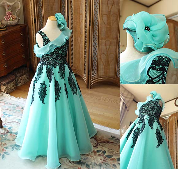 エメラルドグリーン ジュニアドレス コンクール用ドレス
