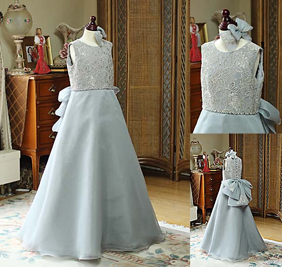 ピアノのコンクールドレス グレー オーダーメイド 北海道