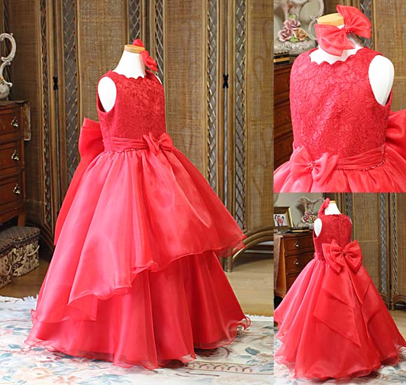 ヴァイオリン コンクールドレス コンサートドレス レッド オーダーメイド