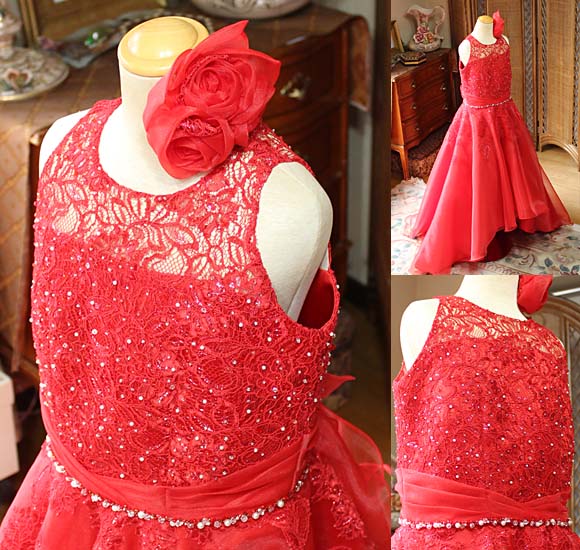 ラウンドネック レース シースルー ビーディング