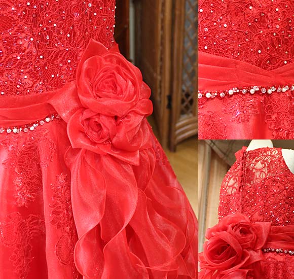 コサージュ ウエスト ビジュー ドレス